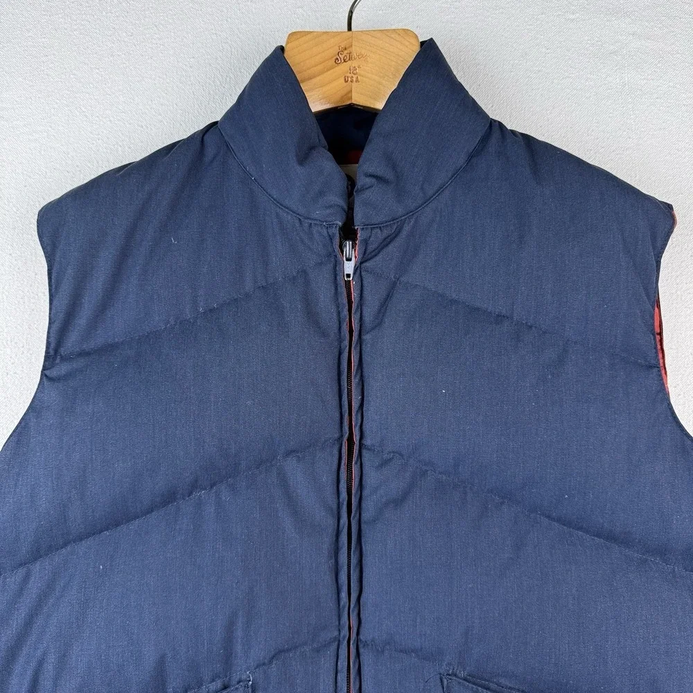 70's Vintage Penfield Down Puffer‎ Vest Men's Large Blue Snap - Picture 3 of 11